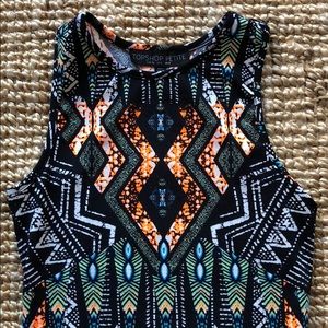 Topshop Petite Mini Dress Orange Blue Black US 4